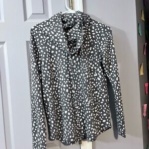 Pink Clover Gray and White Polka Dot Sweater